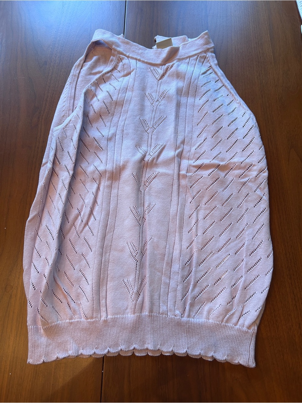 ICHI small Light Pink Knit Halter Sweater Tank